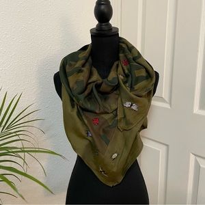 India Hicks || Bug Embroidered Camo Scarf